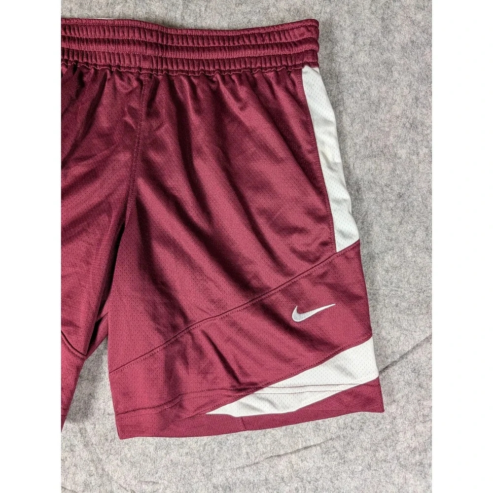 Nike Dri-FIT Mens Basketball Shorts Maroon‎ Burgundy White Team Engineered S